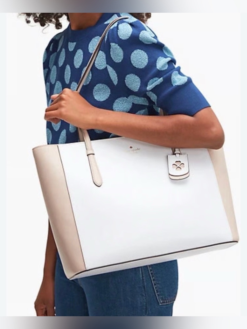 Kate Spade Two-Tone Tote Bag in White & Pink w/ Hang Tag